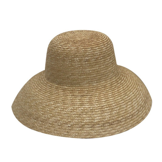 Big brimmed straw hat for women in summer, French retro Hepburn style, round top, straw grass, big head, beach beach shading hat